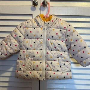 Old Navy Kids Puffer Jacket - White with Multicolor Dots